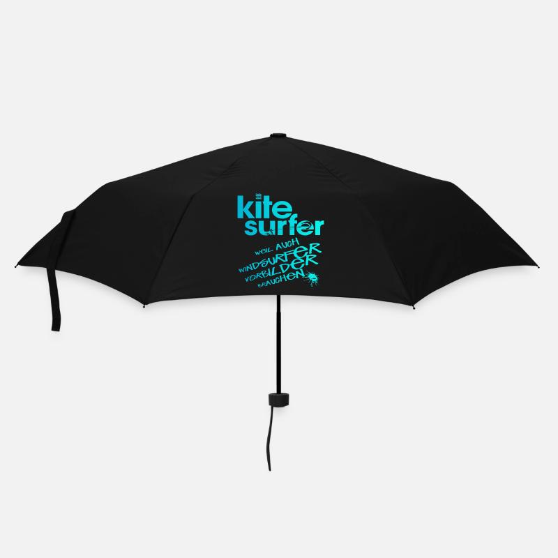 Kitesurfer vs Windsurfer - Regenschirm (klein) - Schwarz