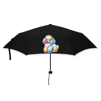 Pudel Wasserfarben - Regenschirm (klein) - Schwarz - Vorne