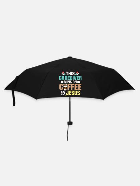 This Caregiver Runs On Coffee & Jesus Carer Caregi - Regenschirm (klein) - Schwarz