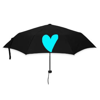 Coeur turquoise cyan idée cadeau vert bleu - Parapluie standard - noir - Devant