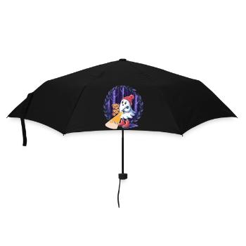 Ghost with teddy bear in the dark forest - Umbrella (small) - black - Front