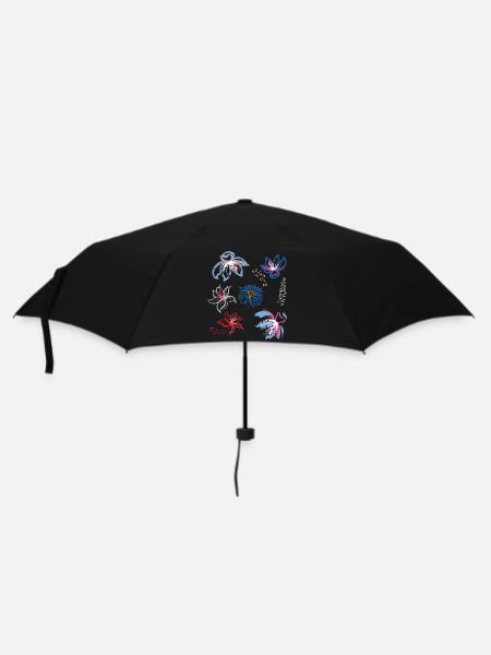 Blumenornament - Regenschirm (klein) - Schwarz