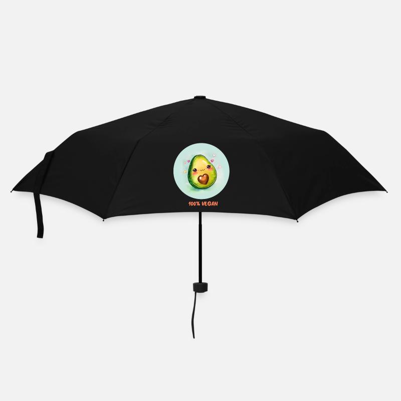 Vegane Avocado - Regenschirm (klein) - Schwarz