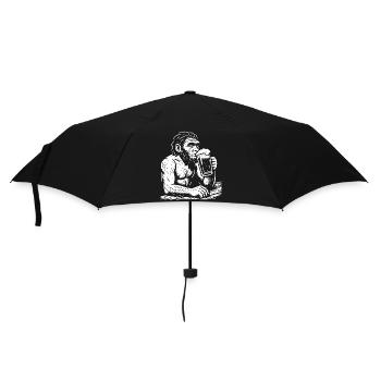 L’Homo erectus boit de la bière au pub - Parapluie standard - noir - Devant