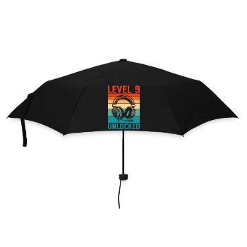 Kind 9 Jahre alt Level 9 freigeschaltet, 9. Geburtstag - Regenschirm (klein) - Schwarz - Vorne