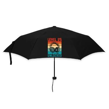 25 Jahre altes Level freigeschaltet - 25th Anniversary Gamer - Regenschirm (klein) - Schwarz - Vorne