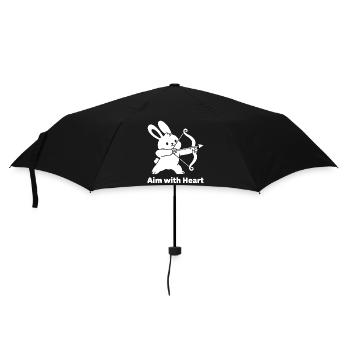 Hase mit Bogen Herzmotiv - Regenschirm (klein) - Schwarz - Vorne