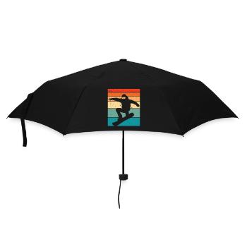 Snowboard retro Snowboarden - Regenschirm (klein) - Schwarz - Vorne