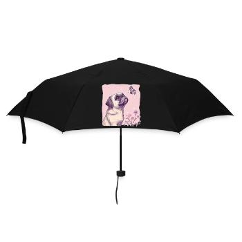 Pug with butterfly - Umbrella (small) - black - Front