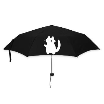 Winkende Katze Silhouette Weiß - Regenschirm (klein) - Schwarz - Vorne