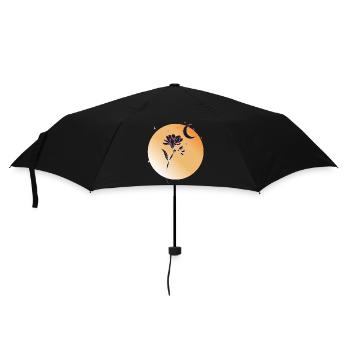 Freesie mit Mond Line Art Illustration  - Regenschirm (klein) - Schwarz - Vorne