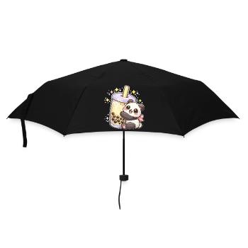 Panda Bubble Tea Kuschelmotiv - Regenschirm (klein) - Schwarz - Vorne