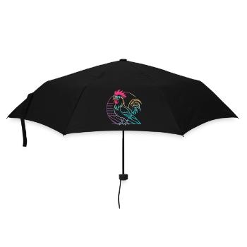 Coq neon rétro avec lunettes - Parapluie standard - noir - Devant