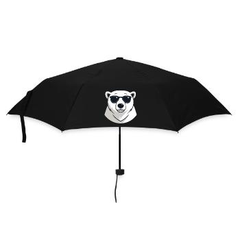 Eisbär mit dunkler Brille - Regenschirm (klein) - Schwarz - Vorne