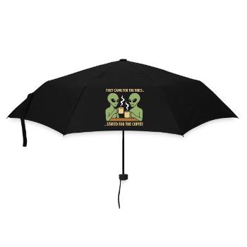 Alien-Kaffeeliebhaber - Regenschirm (klein) - Schwarz - Vorne