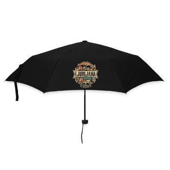Ljubljana Vintage Skyline Badge - Umbrella (small) - black - Front