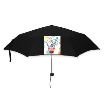 Cute Bunny Funny Boba Bubble Tea - Umbrella (small) - black - Front