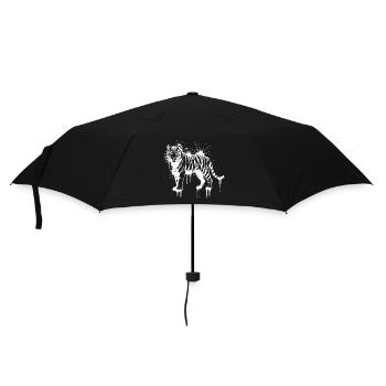 Weiß gespritzter Tiger - Regenschirm (klein) - Schwarz - Vorne