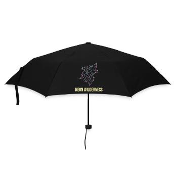 Wolf Neon Wilderness - Regenschirm (klein) - Schwarz - Vorne