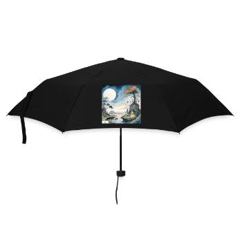 Cartoon wizard dreamscape - Umbrella (small) - black - Front