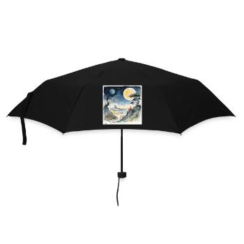 Night dreamscape cartoon - Umbrella (small) - black - Front