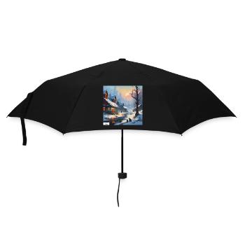 Matinée du village d’hiver - Parapluie standard - noir - Devant