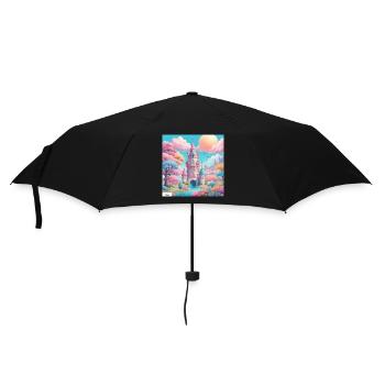 Pastel castle dreamscape - Umbrella (small) - black - Front
