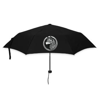 Wolf mit keltischem Knoten 02 - Regenschirm (klein) - Schwarz - Vorne