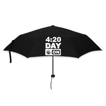 420 ON Feiertag - Regenschirm (klein) - Schwarz - Vorne