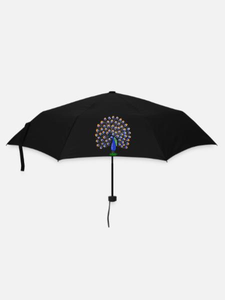 Bunte Pfauenfeder Illustration - Regenschirm (klein) - Schwarz
