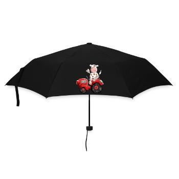 Cow drives a tractor - Umbrella (small) - black - Front