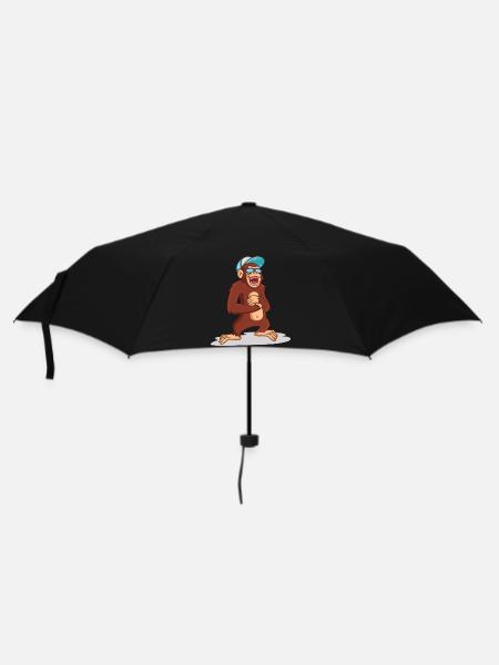 Schimpansen sind zum Lachen - Regenschirm (klein) - Schwarz