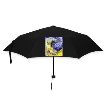 Farbverlauf blau gelb - Regenschirm (klein) - Schwarz - Vorne