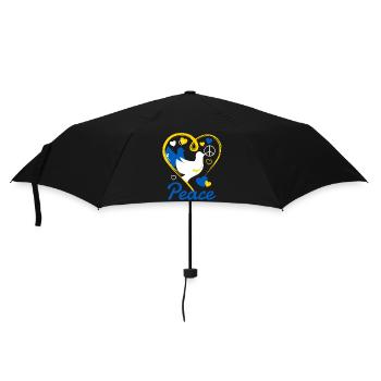 Ukrainische Friedenstaube mit Peacezeichen - Regenschirm (klein) - Schwarz - Vorne