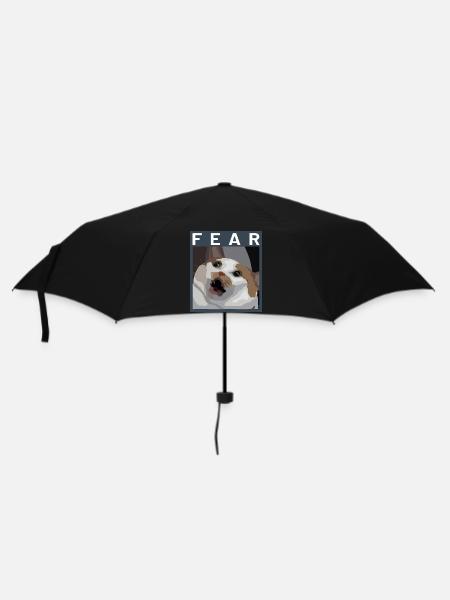 Scared cat Meme Illustration - Umbrella (small) - black