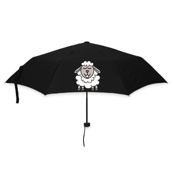 Lustiges Schaf Cartoon Geschenkidee - Regenschirm (klein) - Schwarz - Vorne