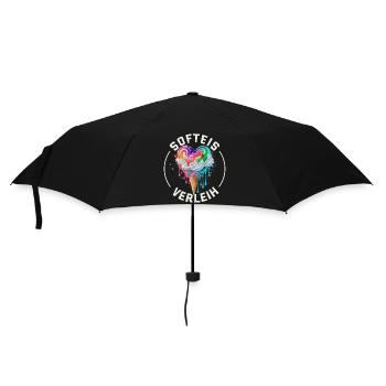 Eisverkäufer Kostüm Softeis Verleih Eis T-Shirt - Regenschirm (klein) - Schwarz - Vorne