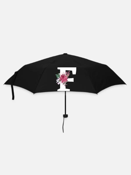 Lettre f floral - Parapluie standard - noir