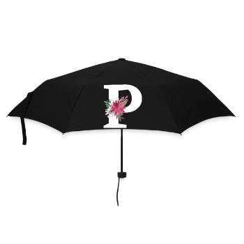 Buchstabe p blumig - Regenschirm (klein) - Schwarz - Vorne