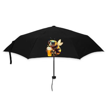 Cool bee with beer and sunglasses - Umbrella (small) - black - Front