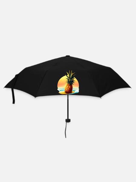 Surfeur d’ananas au coucher du soleil - Parapluie standard - noir
