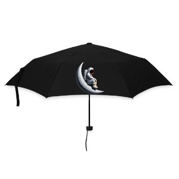 Astronaut in the crescent moon - Umbrella (small) - black - Front