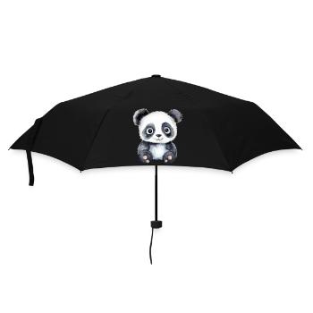 Panda Aquarell Zoo Illustration - Regenschirm (klein) - Schwarz - Vorne
