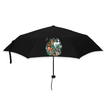 Tiere in Blumen n°3 - Regenschirm (klein) - Schwarz - Vorne