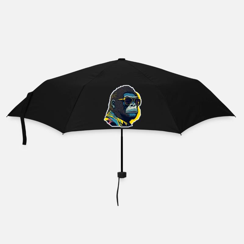 Gorilla mit Sonnebrille - Regenschirm (klein) - Schwarz