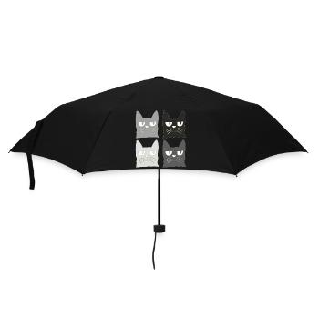 katzen schwarz grau - Regenschirm (klein) - Schwarz - Vorne