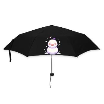Cute Christmas Snowman - Holiday Design - Umbrella (small) - black - Front