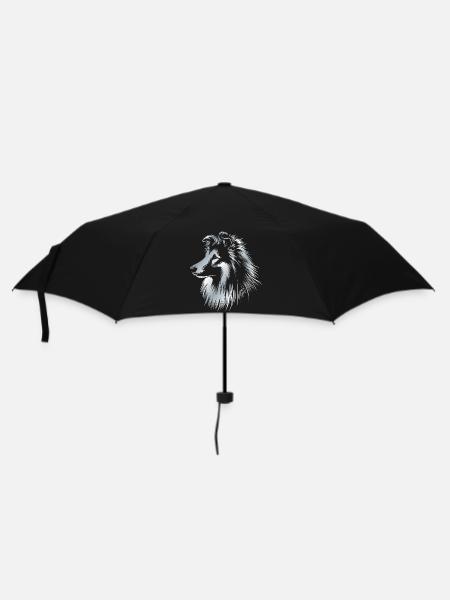 Sheltie | Shetland Sheepdog Dog Head silver - Umbrella (small) - black