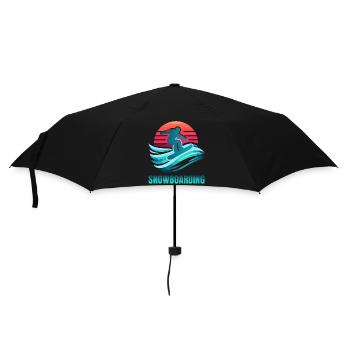 Lebendige Snowboard-Surfszene - Regenschirm (klein) - Schwarz - Vorne