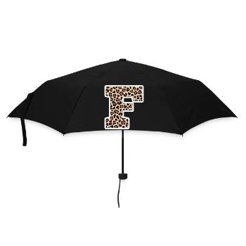 lettre F motif léopard -idée cadeau d’anniversaire - Parapluie standard - noir - Devant